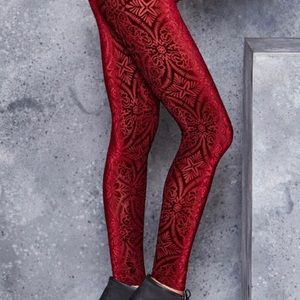 Blackmilk Burned Velvet Wine Leggings